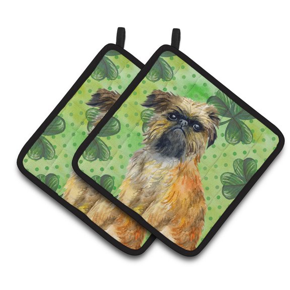 Caroline's Treasures Brussels Griffon St Patrick's Pair of Pot Holders