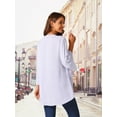 thumbnail image 5 of DARING DIVA Women's High Low 3/4 Bell Sleeve V Neck Chiffon Blouse S White, 5 of 7