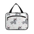 thumbnail image 2 of Travel Hanging Toiletry Bag with 4 Zipped Compartments Waterproof Makeup Accessories Spacious Cosmetic Bag Grey Cute Donkeys Pattern Medium, 2 of 9
