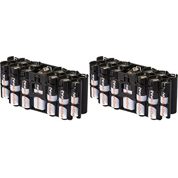 Powerpax Slim Line By Storacell "A9" Battery Caddy Black x 2 Holders "Each Holds 4 AA, 8 AAA ,1 9V, Batteries"