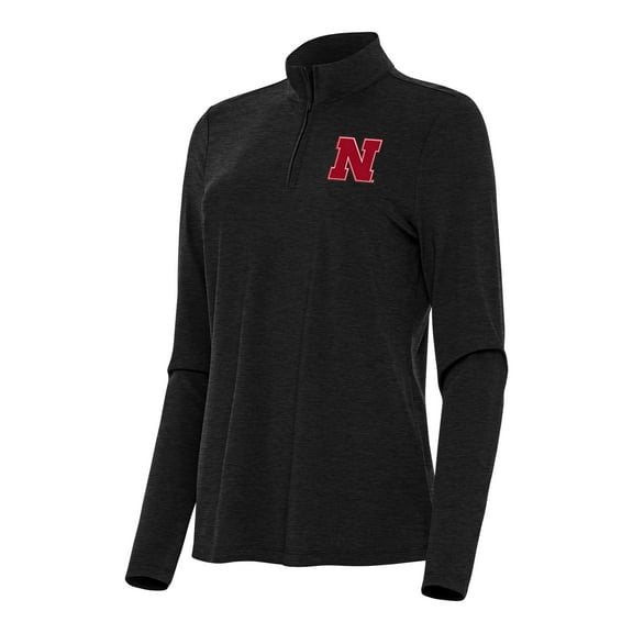 Women's Antigua  Heather Black Nebraska Huskers Bright Quarter-Zip Top