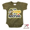 """To Cute to Recruit"" US Army Military Olive Green Drab USMC Marines Infant Baby Boy Child One Piece Jumper Onesie Clothes Outfit Uniform Costume.., By NYRothco"