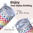 thumbnail image 4 of 20oz Geometric Texture Stainless Steel Tumbler, Double Wall Insulated Travel Coffee Mug with Handle Leak Proof Design Straw, 4 of 5