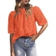 thumbnail image 1 of Blusa PRETTYGARDEN de verano con ojales bordados en naranja para mujer, 1 of 7