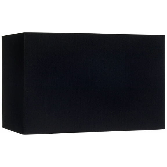 Springcrest Black Medium Rectangular Hardback Lamp Shade 16" Wide x 8" Deep x 10" High (Spider) Replacement with Harp and Finial
