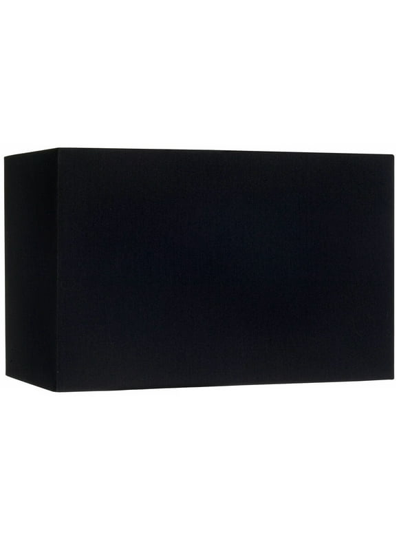 Springcrest Black Medium Rectangular Hardback Lamp Shade 16" Wide x 8" Deep x 10" High (Spider) Replacement with Harp and Finial