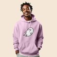 thumbnail image 4 of Dalix Giant Ghost Embroidered Hoodie Soft Fleece Hood Sweatshirt Mens in Light Pink 2XL XX-Large, 4 of 5