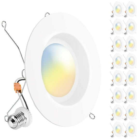 Sunco 16 Pack 6 Inch LED Can Lights, Retrofit Recessed Lighting, Smooth Trim, 965 LM, 13W (75W Equivalent), Selectable CCT 2700K/3000K/3500K/4000K/5000K, Dimmable, Damp Rated UL