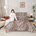 thumbnail image 4 of Homewish Fashion Plant Botanical Queen Comforter Set for Adult, Pale Brown Branches Bedding Sets, Abstract Stripes Reversible Bedding Comforter Set, Microfiber Bedroom Decor, 3 Pieces, 4 of 8