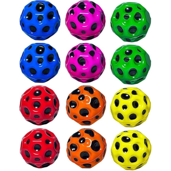LQQBOX Super High Bouncing Ball - Lunar Crater Bouncing Ball, High Rebound Galaxy Theme Gifts-Easy to Grip and Catch - for Indoor and Outdoor Use - 12 Pcs - Random Color