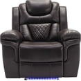 thumbnail image 5 of Brown Faux Leather Recliner Chair with LED Lights for Home Theater, Manual Reclining Sofa for Living Room, Bedroom, 5 of 9