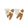 thumbnail image 3 of Aojekbee Baby Boy Summer Outfit Letter Print Short Sleeves Romper and Elastic Pants Beanies Hat Set 3 Piece Clothes, 3 of 10
