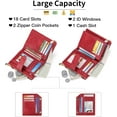 thumbnail image 2 of Small Wallets for Women Leather RFID Blocking Bifold Double Zipper Pockets Wallet Card Case Purse with 2 ID Windows, Red, Classic, 2 of 7