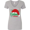 thumbnail image 3 of Inktastic Believe in Christmas Women's V-Neck T-Shirt, 3 of 5