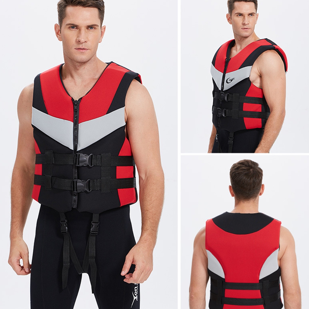 Adults Life Vest Boats Clothing Fishing Vest Buoyancy Jackets Swim Trainer Jackets for Water Sports, Surfing, Boating