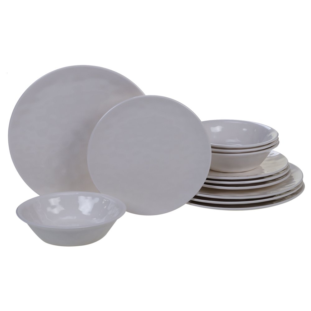 Cream Melamine 12 pc Dinnerware Set