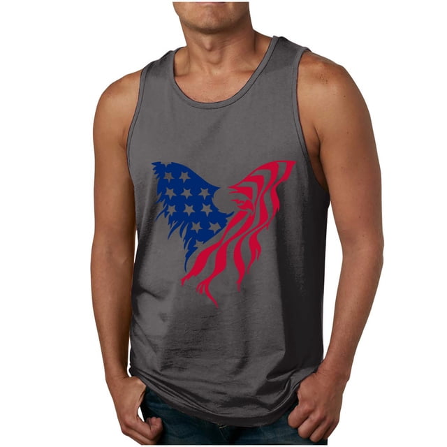 Tanques para Hombre de Verano Suelto Chaleco Impresión Deportivo Cuello Redondo, Camisa sin Mangas Casual para Al Aire Libre Y Diario