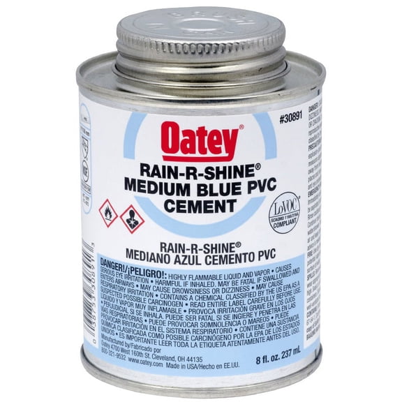 Oatey 30891 Rain-R-Shine PVC Pipe Cement, 8 Oz, Blue, Each