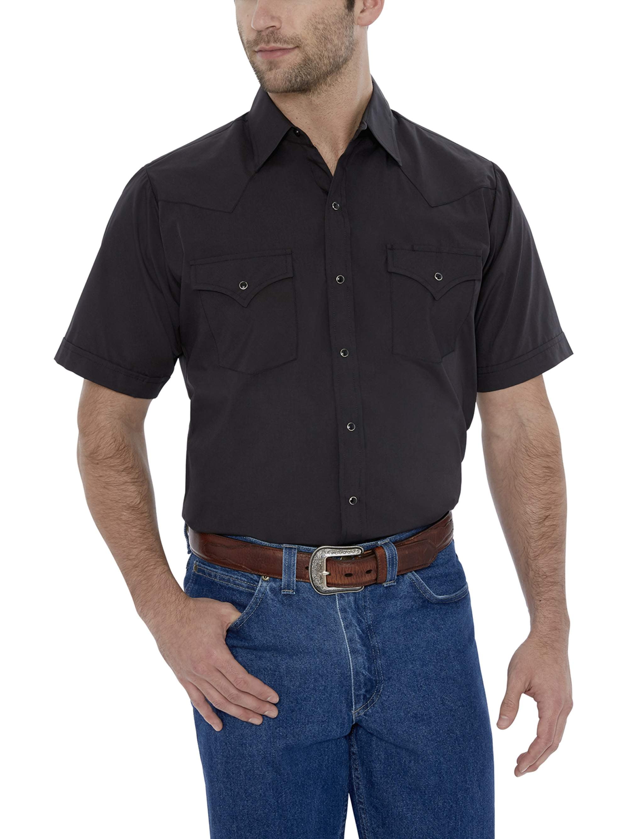 ELY CATTLEMAN Mens Short Sleeve Chambray Work Shirt 