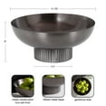 thumbnail image 3 of Kate and Laurel Rooks Ribbed Decorative Metal Bowl, 12 Inch Diameter, Gray Gunmetal, Modern Raised Fruit Bowl for Kitchen Counter or Use as a Key Bowl for an Entryway Table, 3 of 9