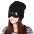 thumbnail image 1 of Windproof Ski Caps With Removable Glasses Thicken Sports Multi-function Cap, Black, 1 of 5
