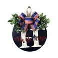 thumbnail image 6 of 4th of July Welcome Sign for Front Door Decoration,11.8 Inches Round Wood Wreaths Hanging Welcome Sign for Independence Day,Patriotic Wreath Hangers with Green Plants and Bow for Memorial Day, 6 of 6