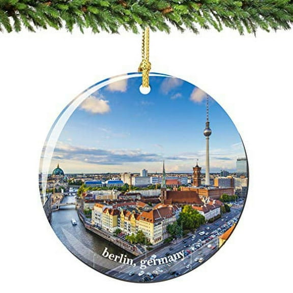 City-Souvenirs Berlin Germany Christmas Ornament Porcelain Skyline, 2.75 Inch Double Sided Berlin Ornament