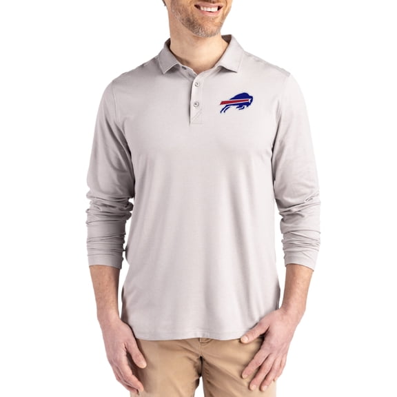 Men's Cutter & Buck Gray Buffalo Bills Coastline Epic Comfort Eco Recycled Polo