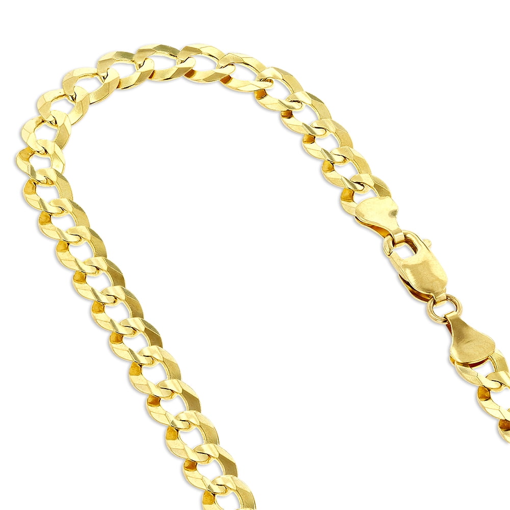10K Yellow Gold 4.5MM Real 8in Cuban Curb Link Chain Bracelet Lobster Clasp 8"