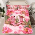 thumbnail image 2 of jejeloiu Bohemian Cowgirl Boots Bed Sheets,Desert Botanical Cactus King Sheets,Pink Flower Floral Sheet Set For Girls Teens,Ultra Soft Home Decor,4-Piece, 2 of 7