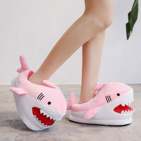 

QWZNDZGR Adult Fuzzy Shark Slippers Girls Furry Funny Shoes For Women Comfy Home Slippers Unisex Snug Shoes Winter House Flip Flop Animal