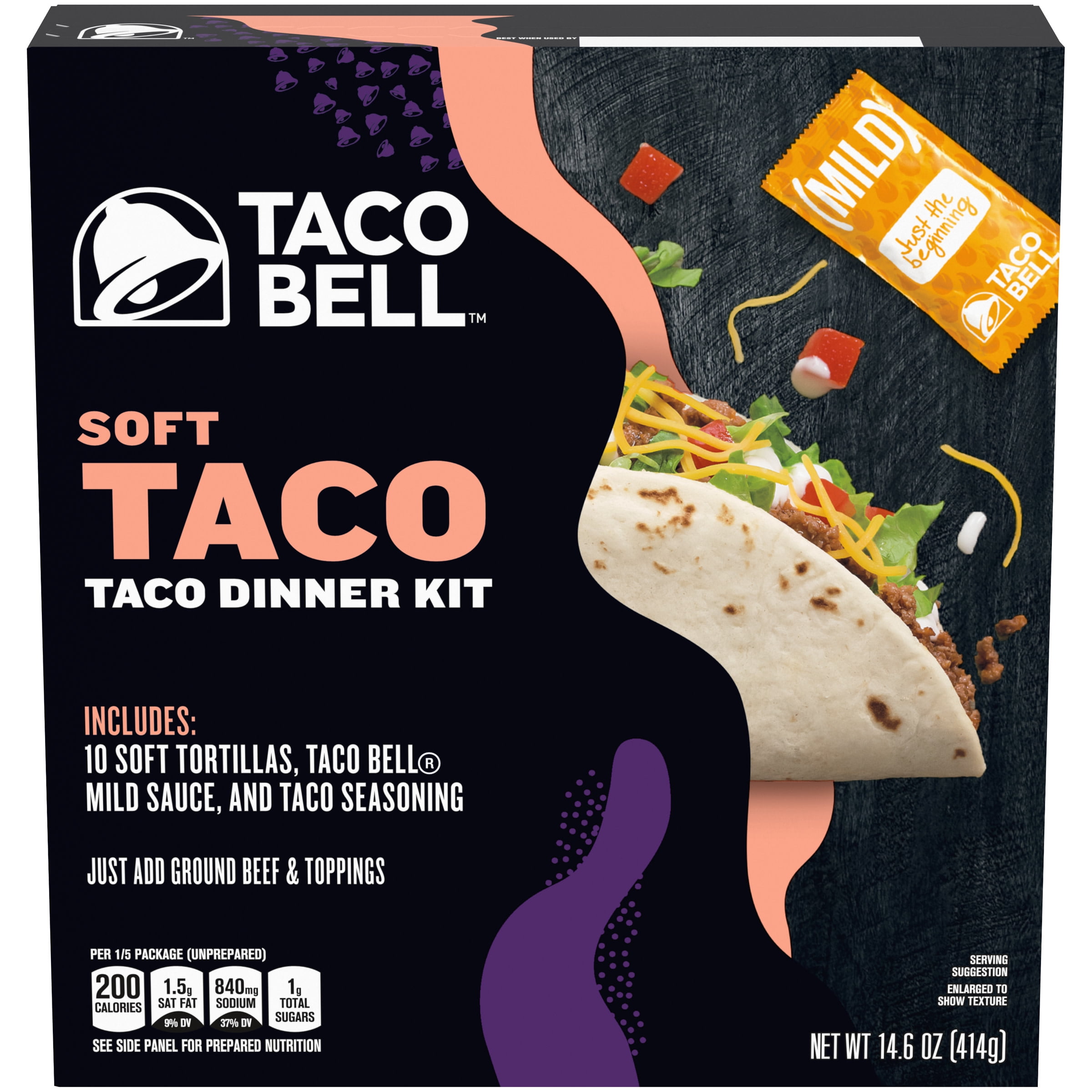 Taco Bell Soft Taco Dinner Kit with 10 Soft Tortillas, Taco Bell Mild