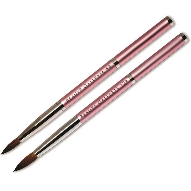 Beaute Galleria Juego de 2 pinceles redondos acrílicos Kolinsky Sable para decoración de uñas, pintura con detalles de manicura, bolígrafo para decoración de uñas (tamaño 8 12)