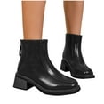 thumbnail image 4 of Busydd Ankle Boots for Women Comfortable Chunky Heel Round Toe Booties for Women Fashion Casual Versatile Solid Color Fall Winter Women Footwear 5.5, 4 of 8