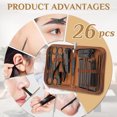 thumbnail image 5 of 26-Piece Professional Manicure Set, Stainless Steel Nail Clipper Kit with Exquisite Portable Storage Case. Hand & Foot Care Grooming Set, Ideal Gift for Men, Husbands, Boyfriends and Elders,Brown, 5 of 9