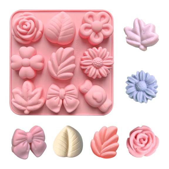 9-Cavity Flower Silicone Mold for Fondant and Gummies, Flexible Baking Mold for Cake Decorating, Candy Making, Chocolate, Resin Crafts - 1 Pack