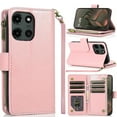 thumbnail image 2 of XPM for Motorola Edge 2025 Leather Wallet Case with Zipper, 9 Card Slots, Cash Pocket, Stand & Strap, Clutch Pouch Design Phone Case Cover (Rose Gold), 2 of 12