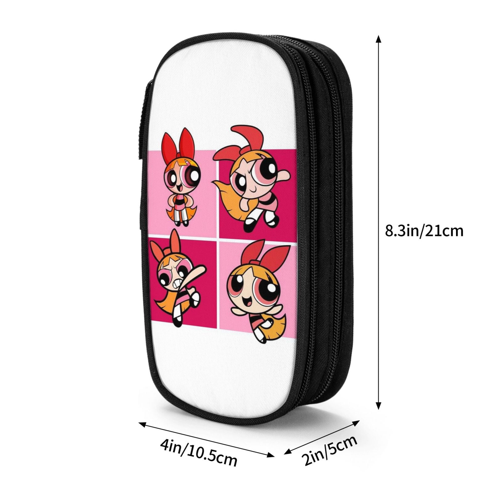 The Powerpuff Gi-rls Pencil Case Large Capacity Pencil Pouch Penbag Office Stationery Organizer Travel Makeup Bag Black
