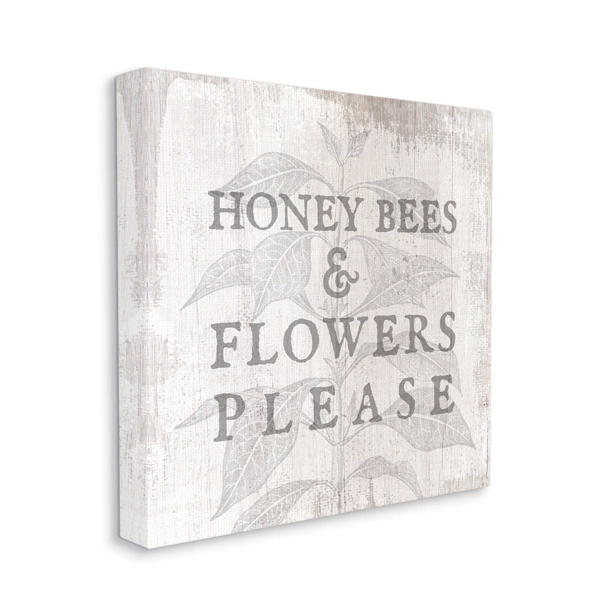 Stupell Industries Bees & Flowers Phrase Inspirational Painting Gallery Wrapped Canvas Print Wall Art, 17 x 17