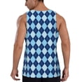 thumbnail image 3 of Fotbe Blue Squares Pattern Men's Quick Dry Workout Tank Top Gym Muscle Tee Fitness Bodybuilding Sleeveless T Shirt Breathable Workout Shirt-4X-Large, 3 of 9