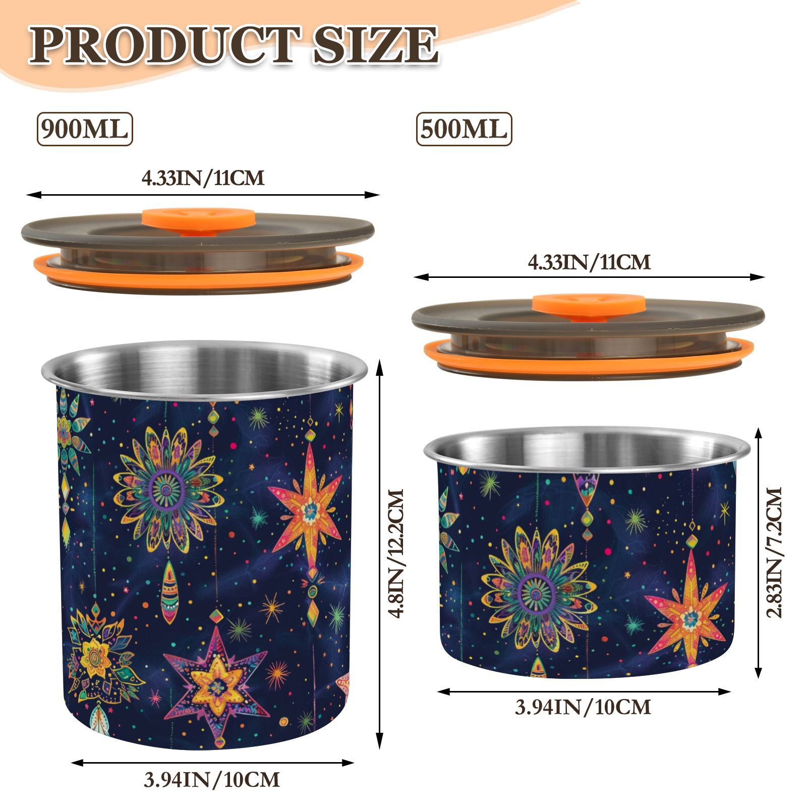 Boho Dreamcatcher Starry Sky Airtight Coffee Bean Canister 30oz Food Storage Containers with Lids For Gournd, Tea, Sugar, Flour, Rice, Cereal, Candy Cookie Jar