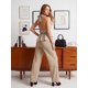 thumbnail image 3 of Conjunto para Mujer 2 Piezas Blusa Halter Escote Profundo y Pantalón Recto Rayado, 3 of 5