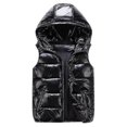 thumbnail image 1 of Chaleco acolchado brillante unisex con capucha y cuello levantado para hombres y mujeres Entrega súper rápida, 1 of 1