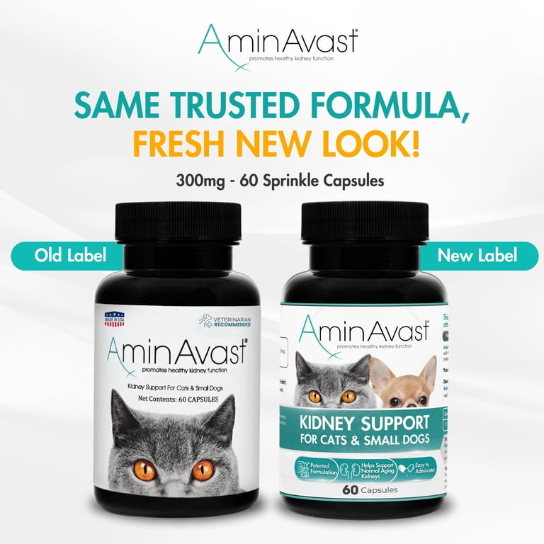 AminAvast Kidney Support for Cats & Small Dogs, 300mg, 60 Capsules