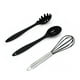 thumbnail image 2 of Juego de utensilios de cocina de 10 piezas sin BPA de silicona que contiene 2 cucharas de cocina raspadoras, cucharón de sopa, espátula, cucharón de espagueti, cuchara para servir, batidor, pinzas para parrilla, cepillo de silicona (10 piezas negras) Vhermosa D1-CHB-616, 2 of 7