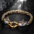 thumbnail image 4 of Jewelry Punk Wolf Head Bracelet Stainless Steel Biker Byzantine Chain Mens Bracelet Gift for Dad Husband, 4 of 9