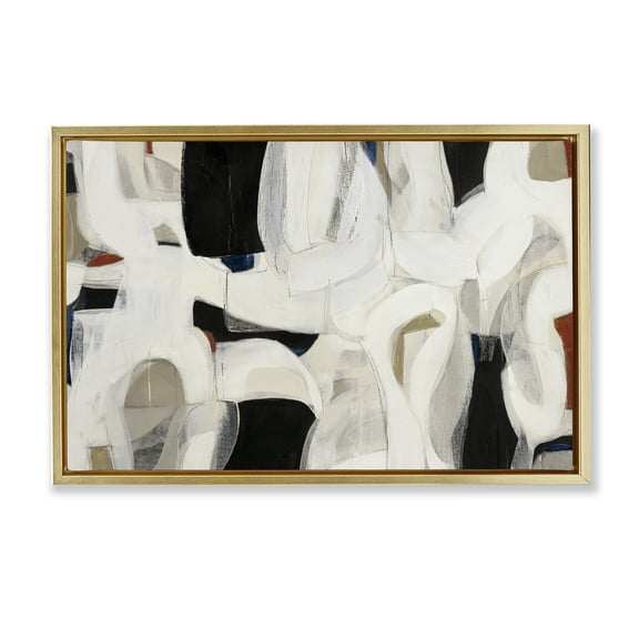 Stupell Industries Dynamic Earthy Shapes Abstract Painting Gold Floater Framed Canvas Art Print Wall Art, 25 x 17