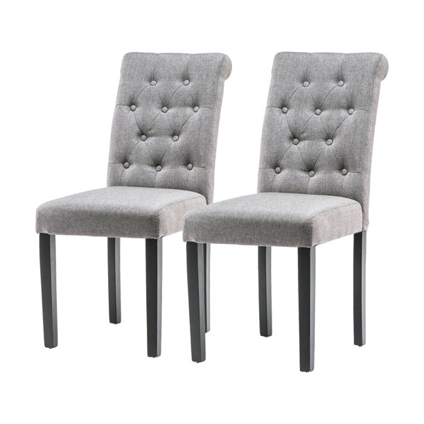 Homy Grigio Gray Fabric Mid Century Modern Upholstered Dining Chairs