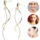 thumbnail image 1 of UPOUART 1Par Aretes Dorados Torcidos De Línea Larga Para Mujer Elegantes Y De Único, 1 of 8