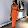thumbnail image 3 of Women's Suspender Skirt Two Piece Set High Waist A-Line Long Skirt Splicing Street Fashion Sleeveless U-Neck Dress S M L XL, 3 of 4